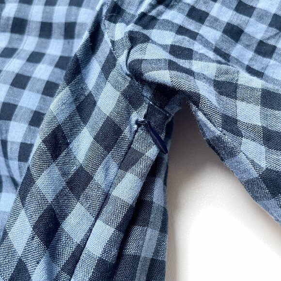 Justine Tabak Rye Dress Blue Linen Gingham Size XS - Picture 6 of 13